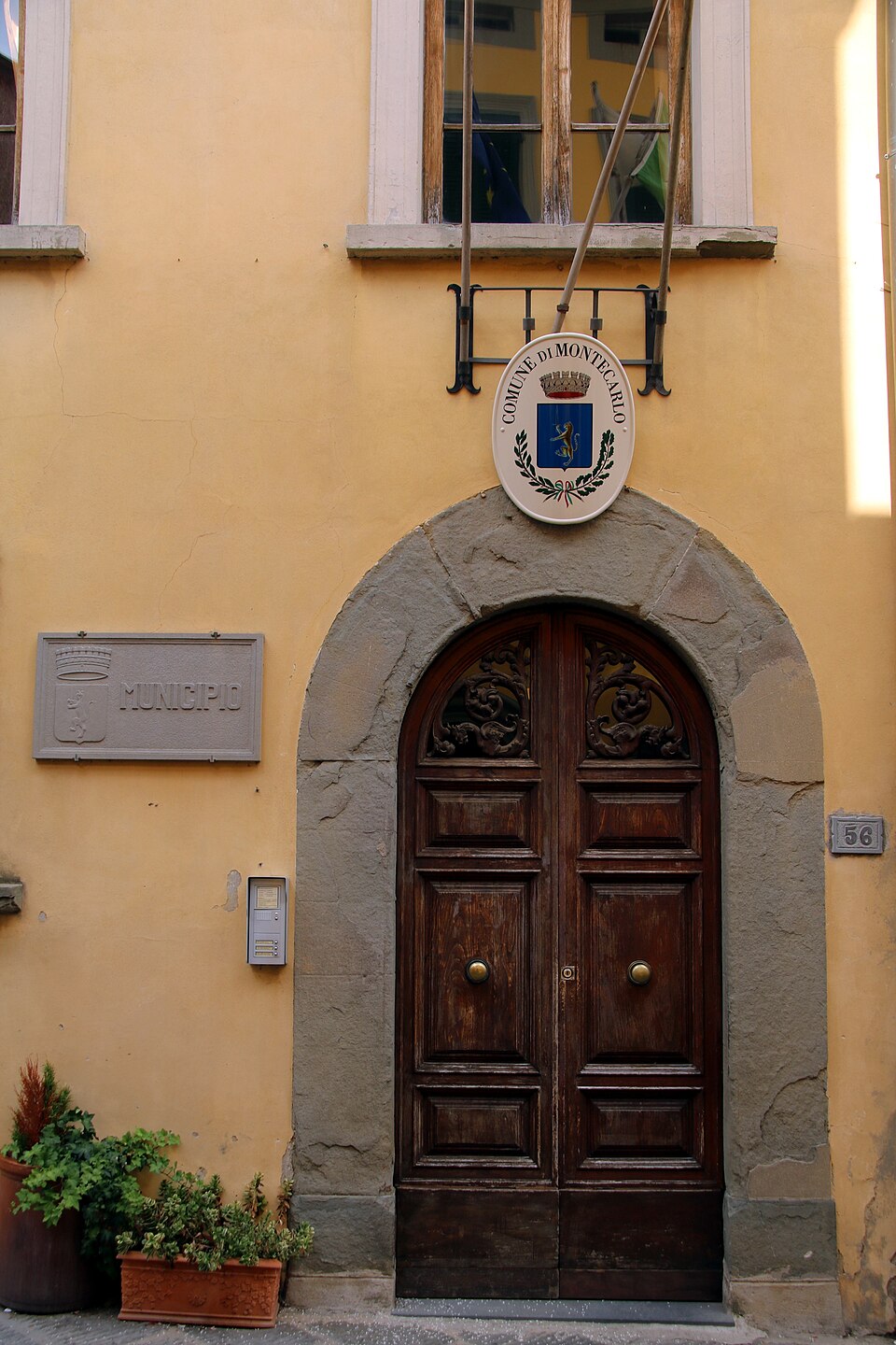 Lane in the town of Montecarlo with stone houses and medieval doorways